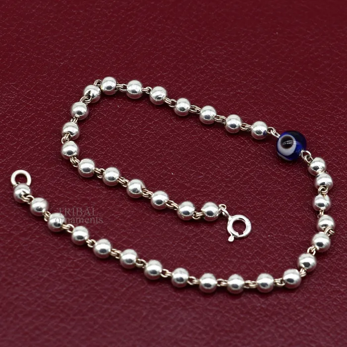 Bracelets TRIBAL ORNAMENTS 925 sterling silver handmade beaded evil eye bracelet amazing stylish unisex bracelet 9 inches long jewelry nsbr475