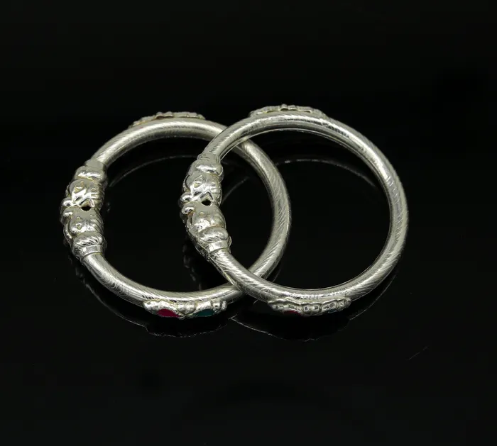 Handmade crocodile face sterling silver Vintage style bangle bracelet new born baby fabulous customized tribal unisex kids jewelry ba81 TRIBAL ORNAMENTS Bracelets