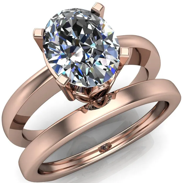 Rings Fire Brilliance Oreli Oval Center Stone 4 Prong Basket Setting