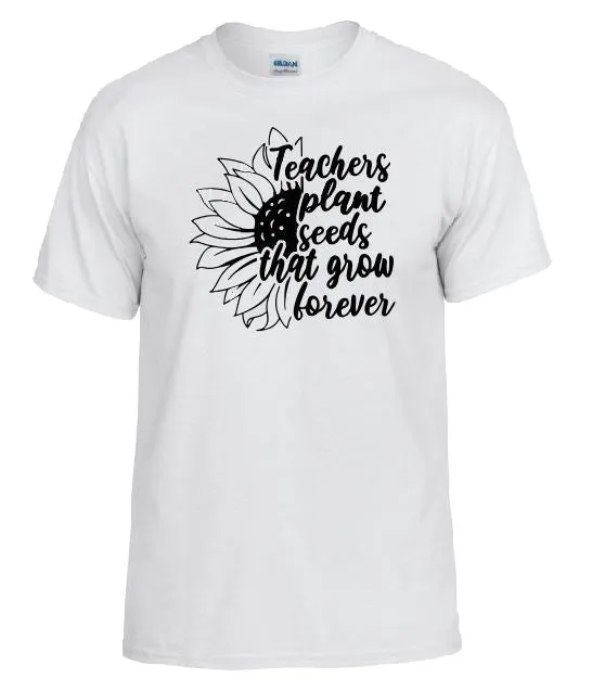 TS04 Teachers Plant Seeds White TShirt Sand Dollar Sales Rings