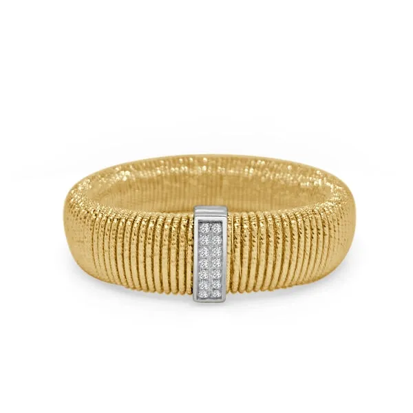 Bracelets Frederic Sage Frederic Sage 18K Yellow Gold Large Venezia Strech Bracelet with White Gold Diamond Section