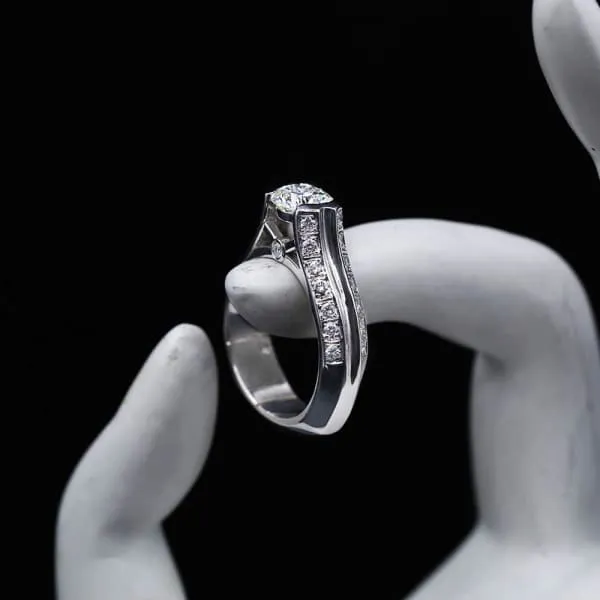 Diamond Source NYC Unique Diamond Engagement Ring Set in 14K White Gold 161ct tw Round Brilliant Natural Diamonds Rings