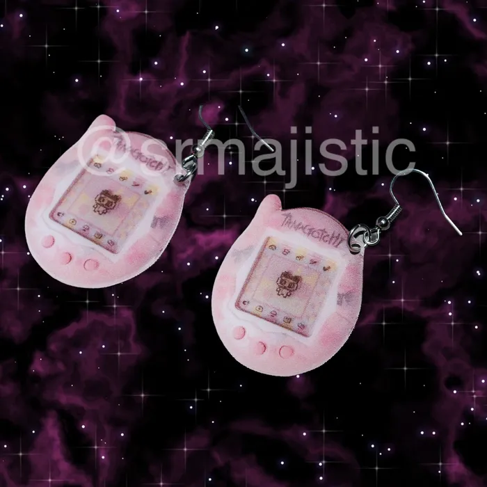Earrings Nostalgic Tamagotchi Retro 2000s 2D Toy Handmade Earrings Sam Makes Things