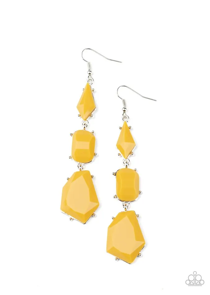 Earrings Paparazzi Earring Geo Getaway Yellow Paparazzi Jewelry