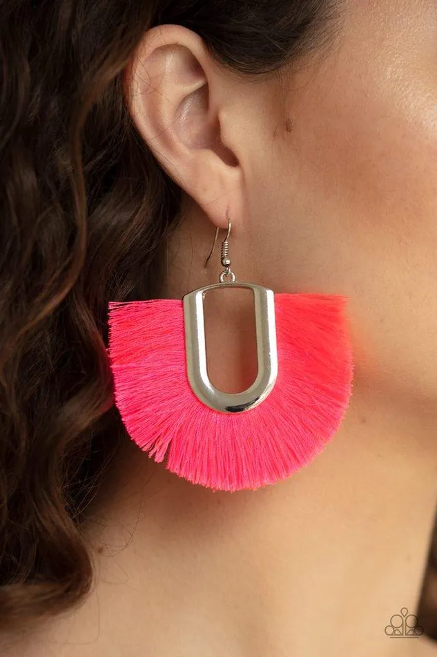Earrings Paparazzi Earring Tassel Tropicana Pink Paparazzi Jewelry