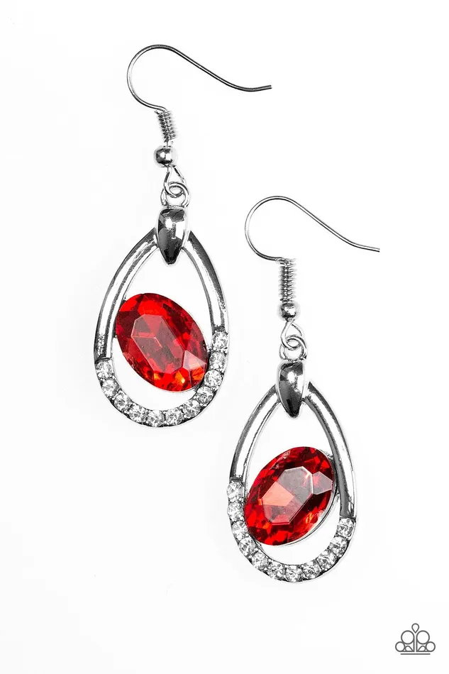 Paparazzi Earring Uptown Crown Red Paparazzi Jewelry Earrings