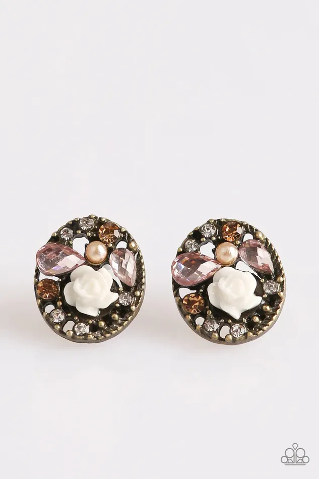 Paparazzi Jewelry Earrings Paparazzi Earring Pretty Perennial Brass