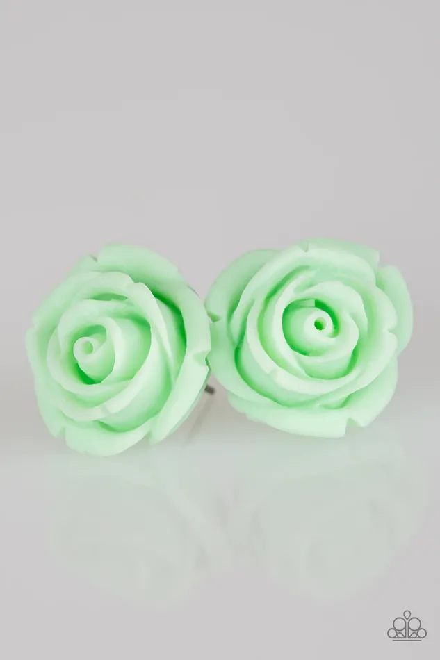 Paparazzi Jewelry Earrings Paparazzi Earring Rose Roulette Green