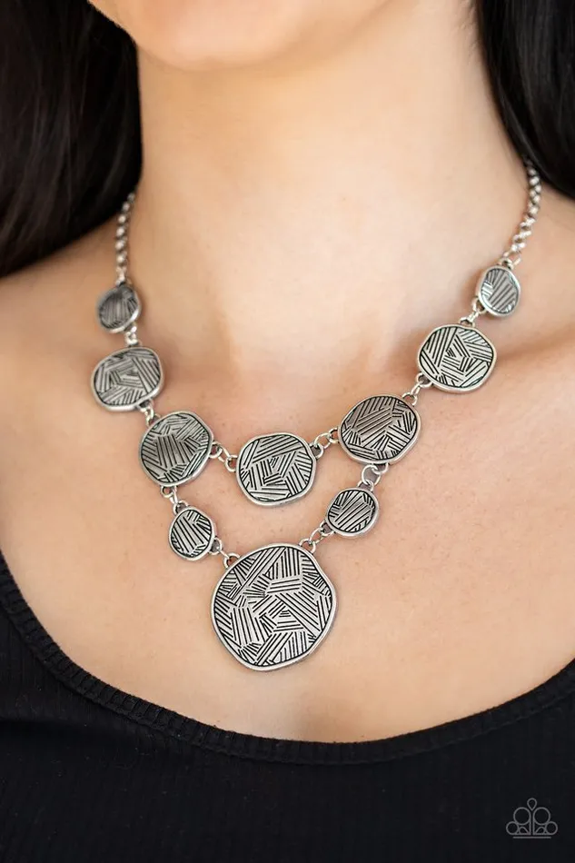 Paparazzi Jewelry Necklaces Paparazzi Necklace Metallic Patchwork Silver