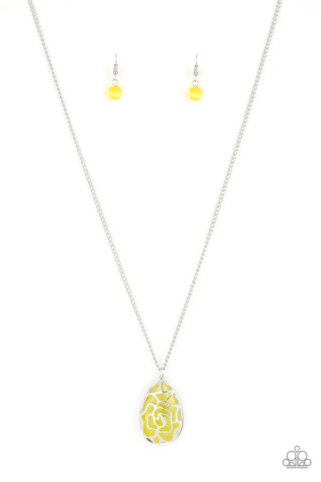 Paparazzi Necklace Gleaming Gardens Yellow Paparazzi Jewelry Necklaces