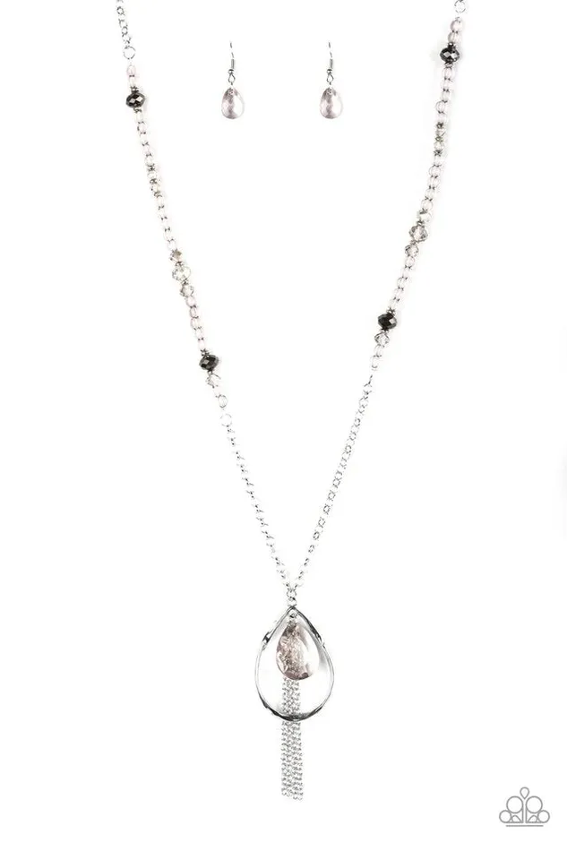 Paparazzi Necklace Teardroppin Tassels Silver Paparazzi Jewelry Necklaces