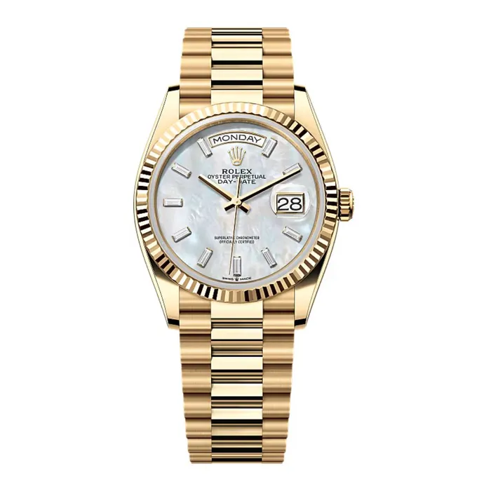Rolex Bracelets 2024 Release Rolex DayDate 36mm Ref 1282380123 White Mother of Pearl Dial Diamond Bezel 18K Yellow Gold Presidential Bracelet Watch Rolex Bracelets 2024 Release Rolex DayDate 36mm Ref 1282380123 White Mother of Pearl Dial Diamond Bezel 18K Yellow Gold Presidential Bracelet Watch