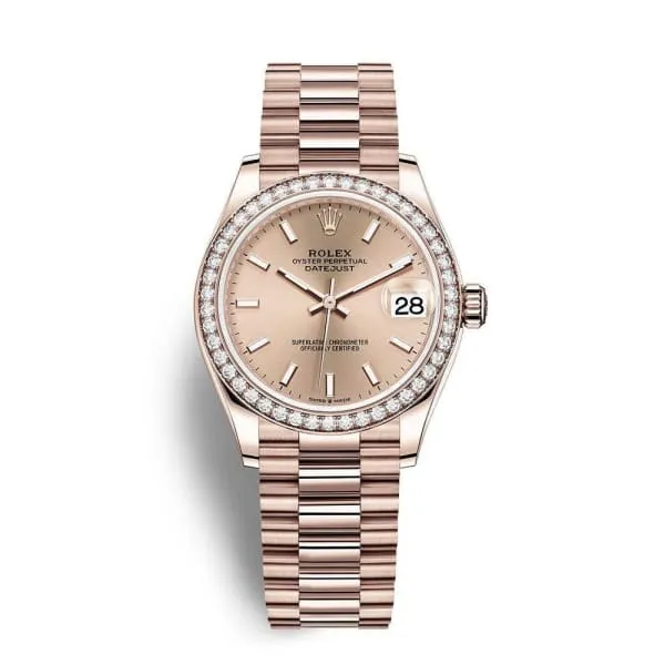 Rolex Datejust 31mm Ref 278285rbr0018 Champagne Stick Dial 18K Rose Gold President Bracelet Womens Watch Rolex Bracelets Rolex Datejust 31mm Ref 278285rbr0018 Champagne Stick Dial 18K Rose Gold President Bracelet Womens Watch Rolex Bracelets