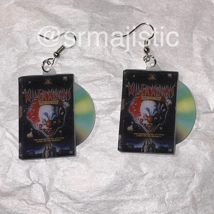 Sam Makes Things Earrings Killer Clowns from Outer Space 1988 DVD 2D detailed Handmade Earrings