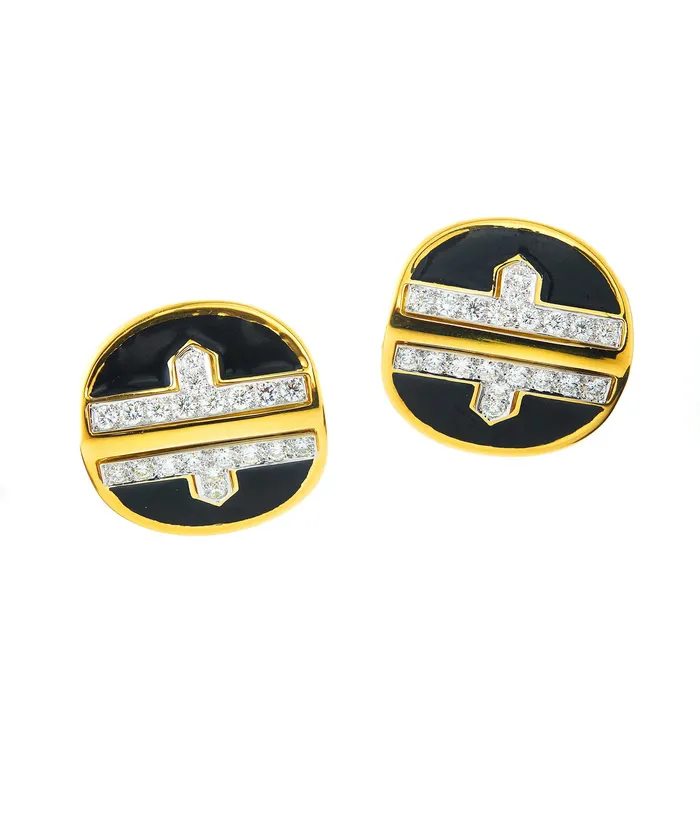 David Webb Earrings Metro Earrings Black Enamel