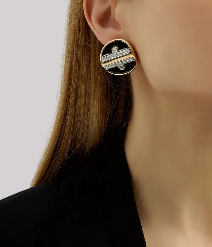 David Webb Earrings Metro Earrings Black Enamel David Webb Earrings Metro Earrings Black Enamel