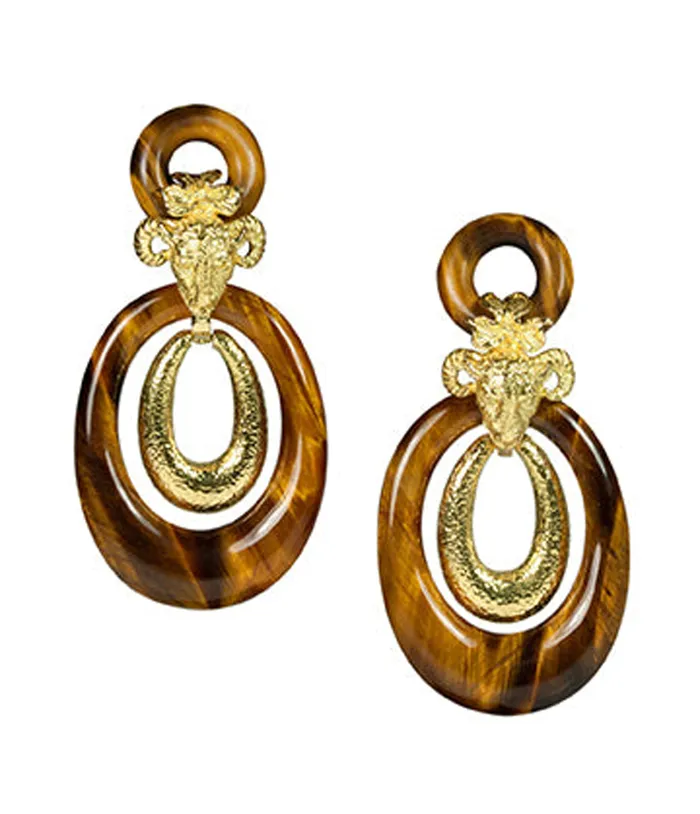 David Webb Rams Head Double Hoop Earrings Earrings