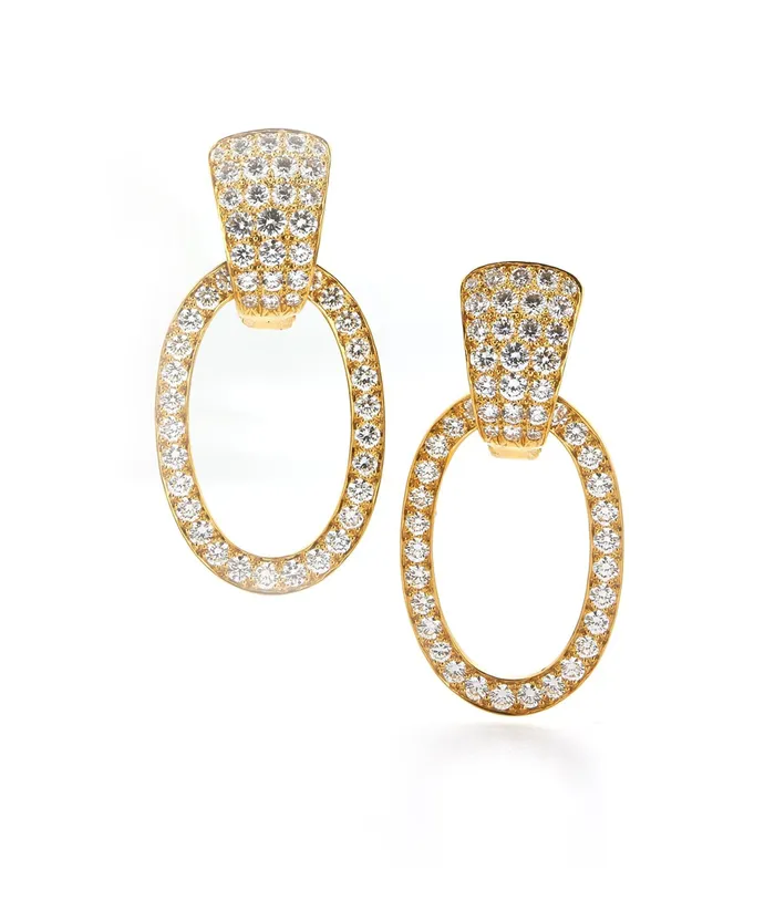 David Webb Workshop Hollywood Hoop Earrings Yellow Gold Earrings