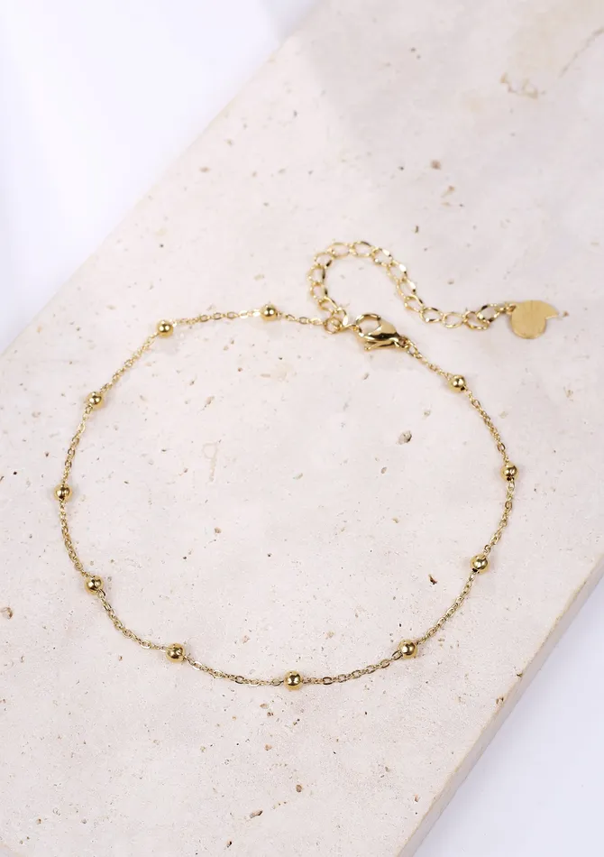 Delicate Ball Chain Anklet Gold Hey Happiness PreStyled Sets