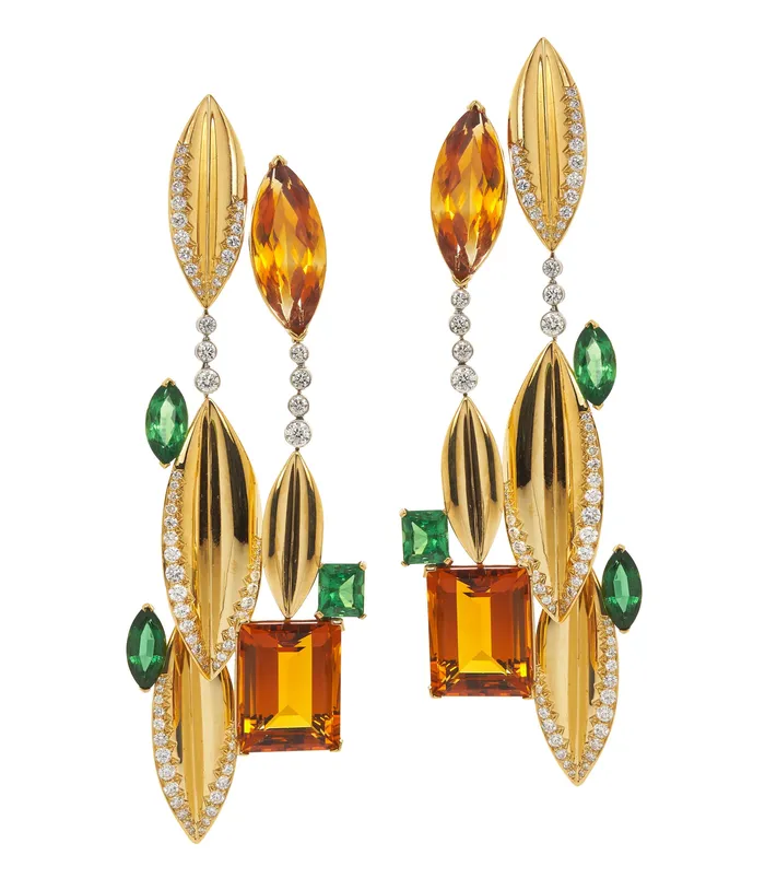 Earrings David Webb Falling Leaf Earrings