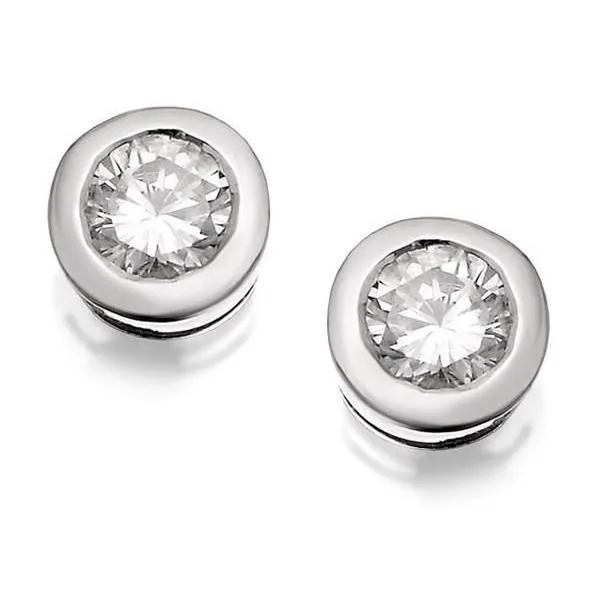 Earrings GB 1 Carat Round Cut Natural Earth Mined Diamond Stud Earring White Gold 14K