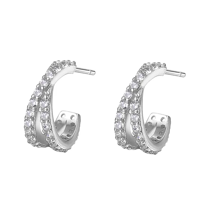 Earrings Hey Happiness Criss Cross Hoop Gemstones Earrings Sterling Silver