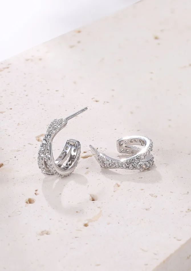 Earrings Hey Happiness Criss Cross Hoop Gemstones Earrings Sterling Silver Earrings Hey Happiness Criss Cross Hoop Gemstones Earrings Sterling Silver