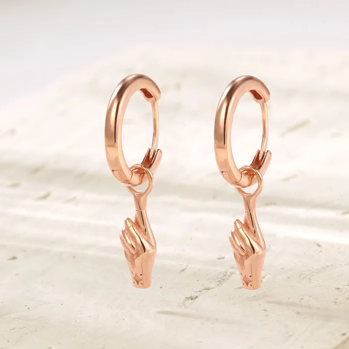 Earrings Hey Happiness Crossed Fingers Huggie Earrings Sterling Silver Earrings Hey Happiness Crossed Fingers Huggie Earrings Sterling Silver