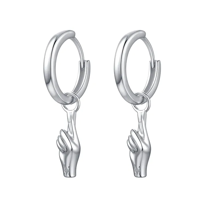 Earrings Hey Happiness Crossed Fingers Huggie Earrings Sterling Silver Earrings Hey Happiness Crossed Fingers Huggie Earrings Sterling Silver