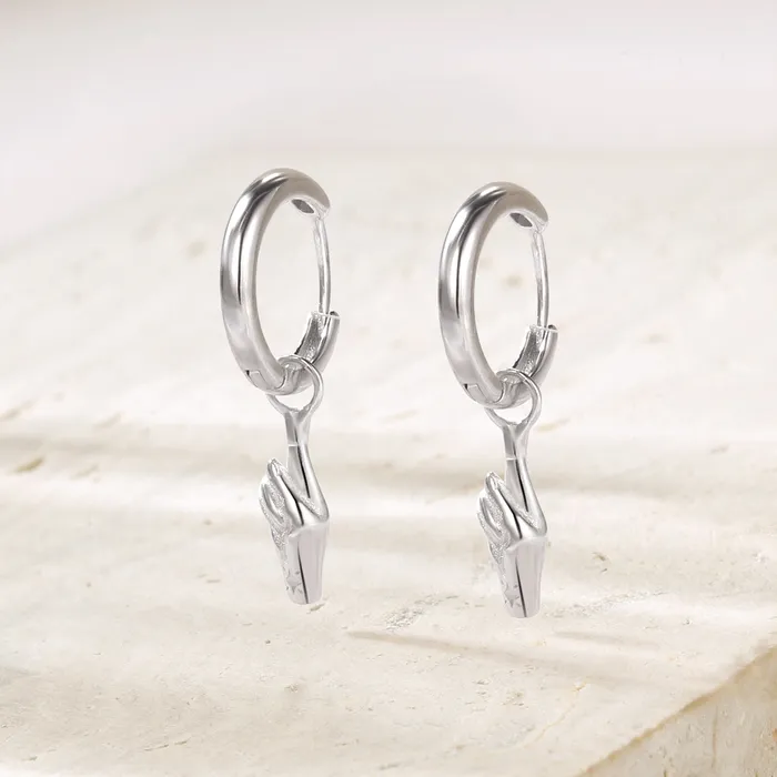 Earrings Hey Happiness Crossed Fingers Huggie Earrings Sterling Silver Earrings Hey Happiness Crossed Fingers Huggie Earrings Sterling Silver