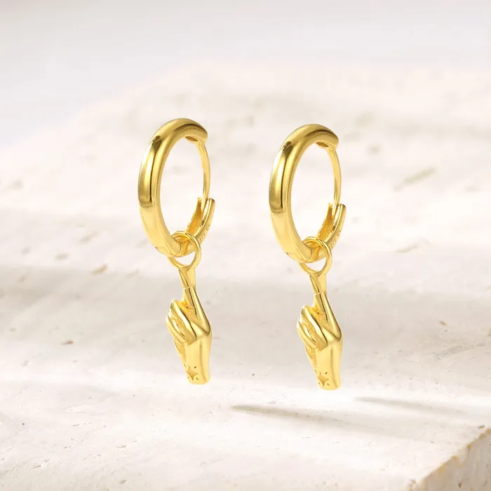Earrings Hey Happiness Crossed Fingers Huggie Earrings Sterling Silver Earrings Hey Happiness Crossed Fingers Huggie Earrings Sterling Silver