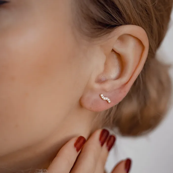 Flow Stud Earrings 14K Gold Hey Happiness Earrings Flow Stud Earrings 14K Gold Hey Happiness Earrings
