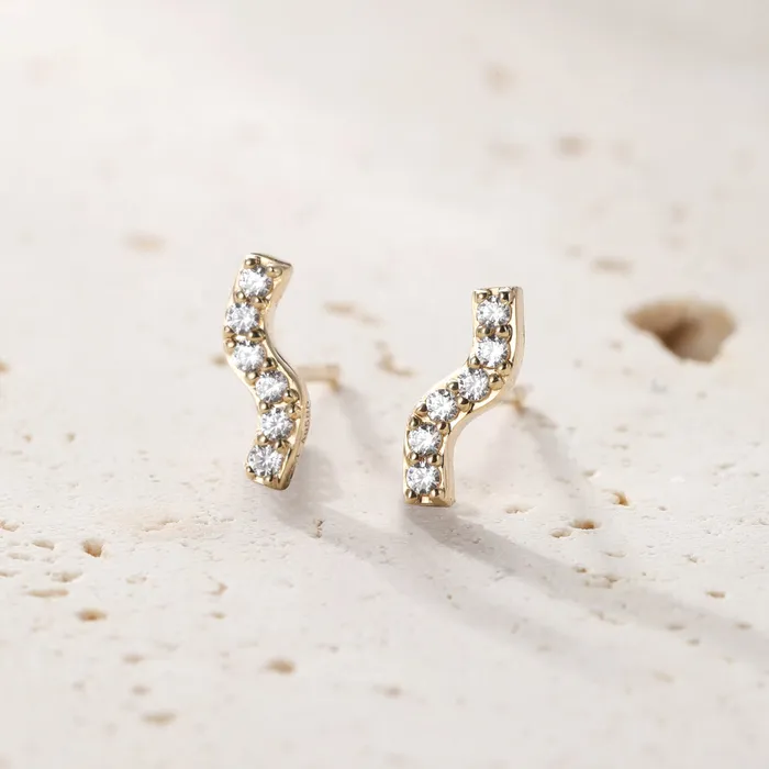 Flow Stud Earrings 14K Gold Hey Happiness Earrings Flow Stud Earrings 14K Gold Hey Happiness Earrings