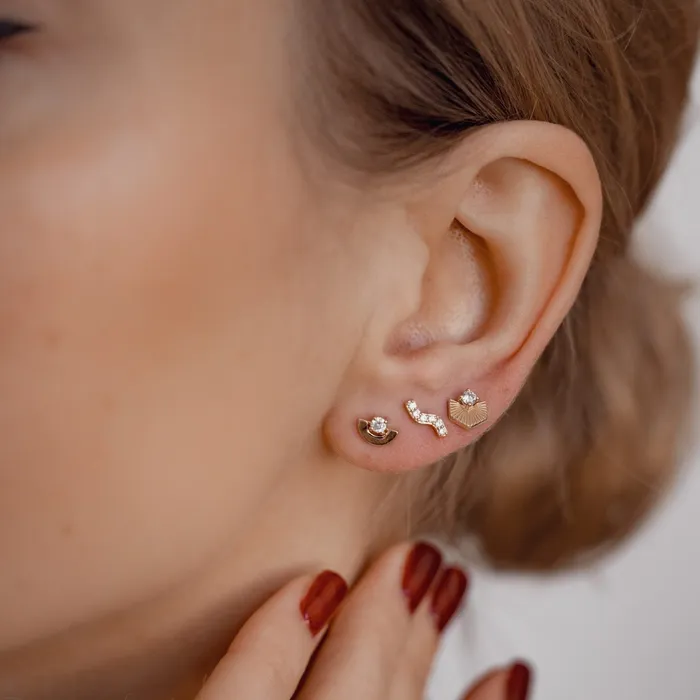 Flow Stud Earrings 14K Gold Hey Happiness Earrings Flow Stud Earrings 14K Gold Hey Happiness Earrings
