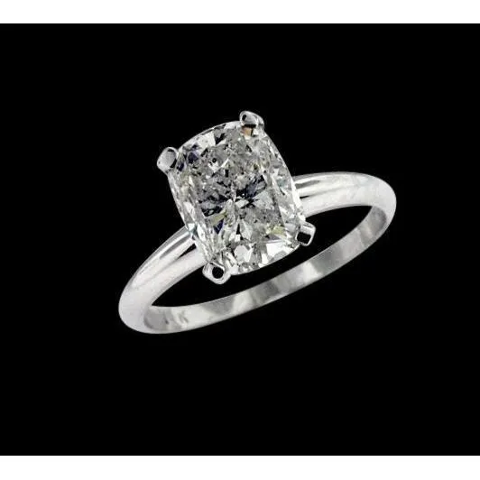 GB 2 Carat Radiant Natural Earth Mined Diamond Solitaire Engagement Ring Rings