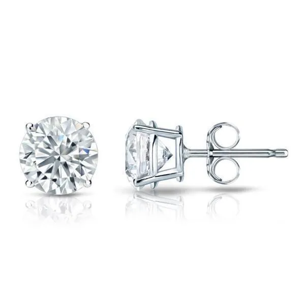 GB Earrings 2 Carats Women Natural Earth Mined Diamond Stud Gold Earring White Gold 14K
