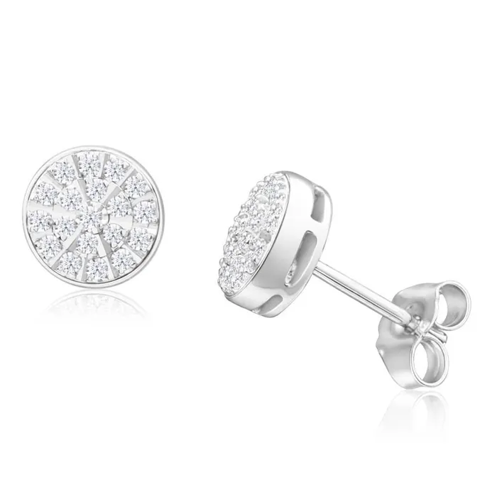 GB Earrings White Gold 14K 340 Carats Round Natural Earth Mined Diamond Women Stud Halo Earring New
