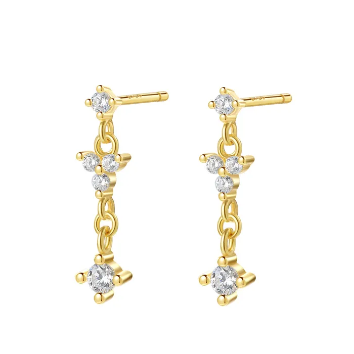 Hanging Bloom Stud Earrings Sterling Silver Gold Hey Happiness Earrings