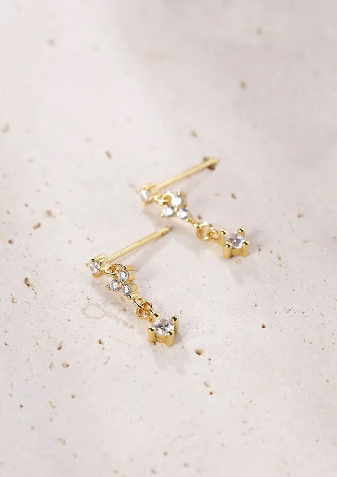 Hanging Bloom Stud Earrings Sterling Silver Gold Hey Happiness Earrings Hanging Bloom Stud Earrings Sterling Silver Gold Hey Happiness Earrings