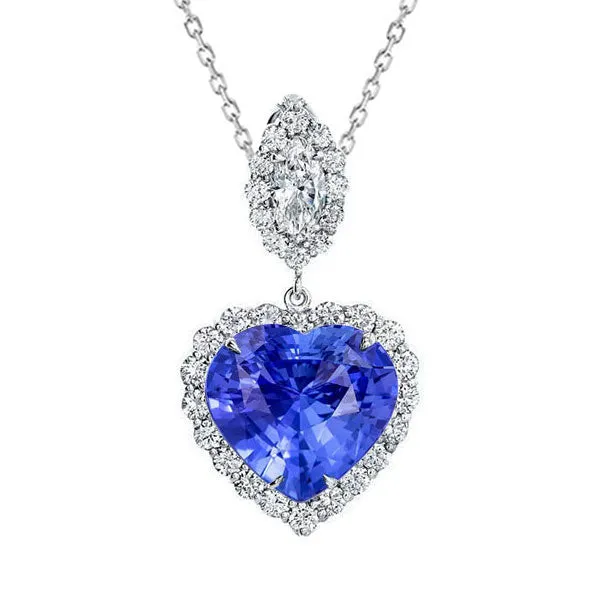 HarryChadEntcom Necklaces Light Blue Sapphire Halo Pendant Natural Earth Mined Diamond With Chain 425 Carats