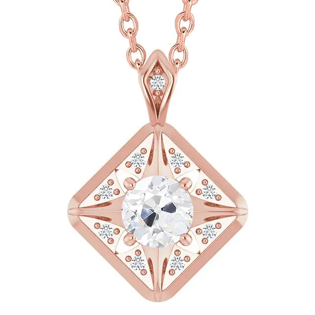 HarryChadEntcom Necklaces Rose Gold 14K Natural Earth Mined Diamond Pendant Jewelry Round Old Miner 250 Carats