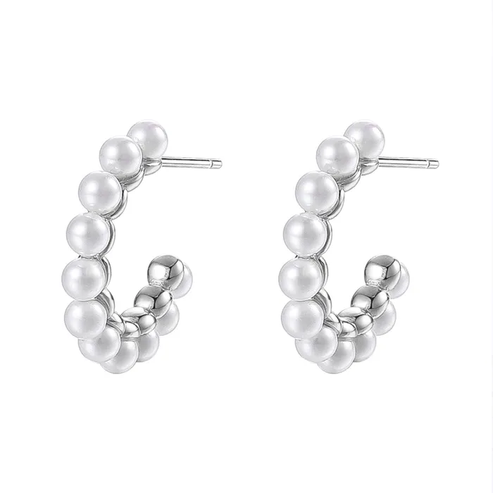 Hey Happiness Earrings Pearl Hoop Earrings Sterling Silver Hey Happiness Earrings Pearl Hoop Earrings Sterling Silver