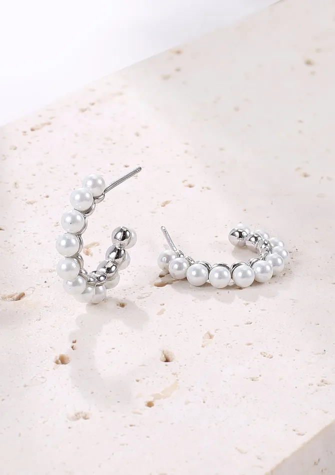 Hey Happiness Earrings Pearl Hoop Earrings Sterling Silver Hey Happiness Earrings Pearl Hoop Earrings Sterling Silver