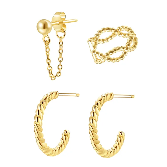 Hey Happiness Unify Earring Set Sterling Silver Gold Earrings