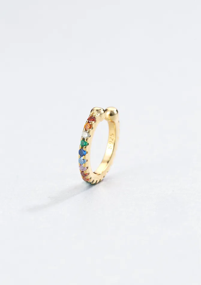 Multicolor Stone Ear Cuff Sterling Silver Gold Hey Happiness Earrings Multicolor Stone Ear Cuff Sterling Silver Gold Hey Happiness Earrings
