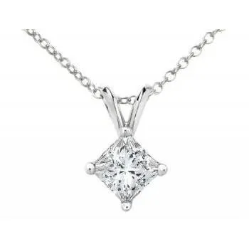 Necklaces GB 1 Carat Prong Set Princess Natural Earth Mined Diamond Necklace Pendant