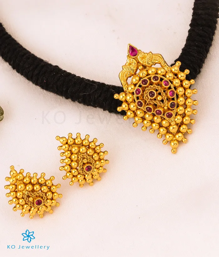 Necklaces Silversmith The Amravana Silver Paisley Thread Necklace Black