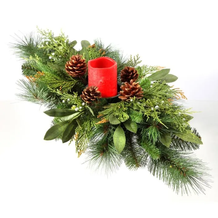 Regency International Rings 26Inch Juniper Cedar Mixed PineBayleaf Cone Candle Ring w 3 Candle Holder