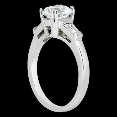 Rings GB Round Baguette Natural Earth Mined Diamond 191 Carat Three Stone Style Engagement Ring Rings GB Round Baguette Natural Earth Mined Diamond 191 Carat Three Stone Style Engagement Ring