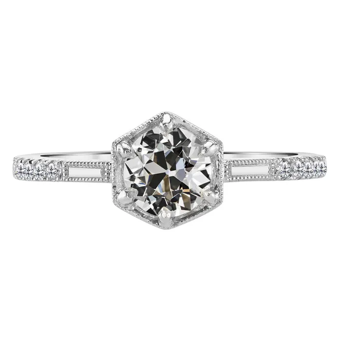 Rings HarryChadEntcom Round Mined Diamond Old Cut Milgrain Anniversary Ring 3 Carats